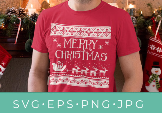Merry Christmas Pixel T-shirt & Crafting SVG Design