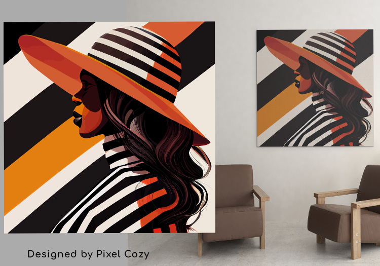 Illustration Woman in the Shadows with Large Hat